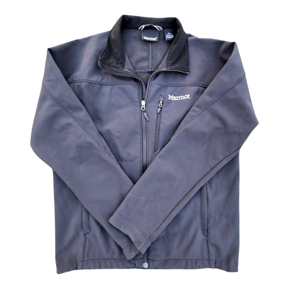 Marmot Softshell Jacket Polyester Medium Dark Gray Full Zip Fleece Lined Outdoor